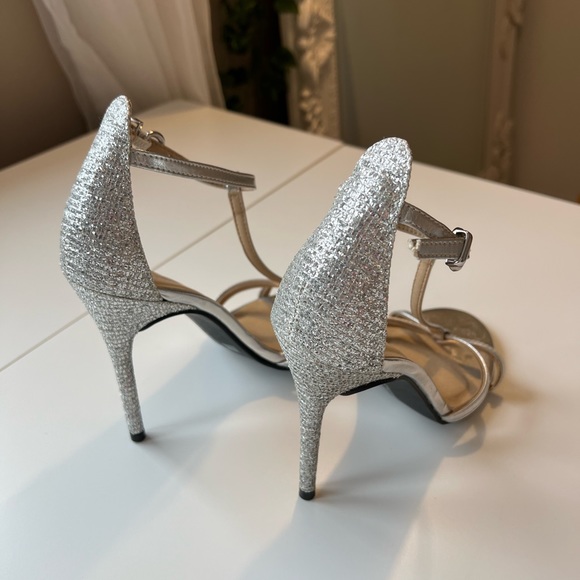 Sparkly Strappy Silver Metallic Heels - Picture 3 of 4